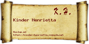 Kinder Henrietta névjegykártya